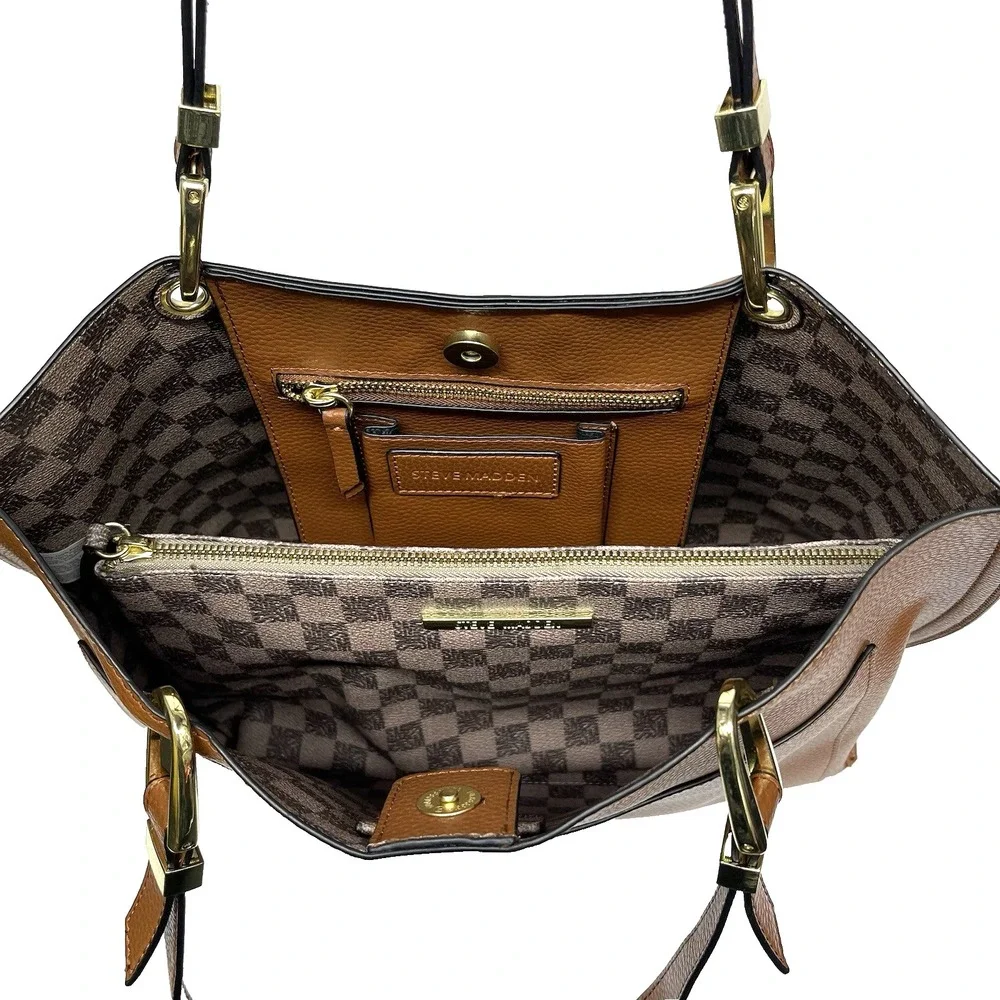 Steve‎ Madden Bdonnaa Tote Natural Handbag Shoulder Straps Pouch Large Purse